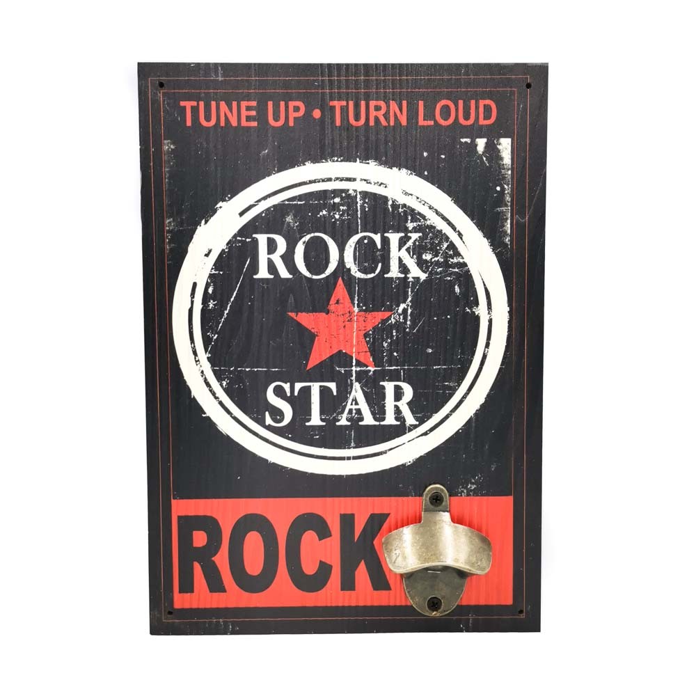 Retro wooden wall bottle opener