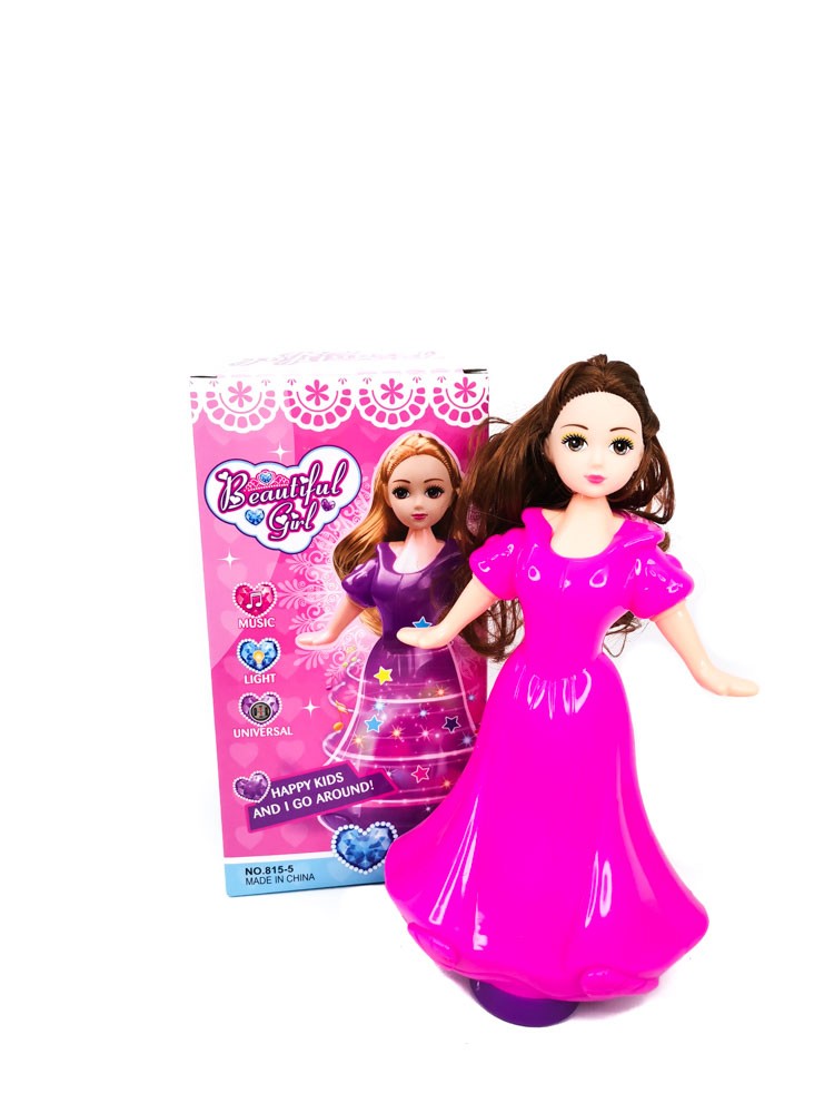 DANCING DOLL WITH ROTATION ,LIGHTS AND MUSIC ( BROWN HAIR)