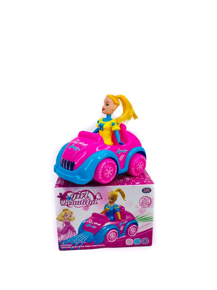 PLASTIC DOLL IN CAR WITH LIGHT MUSIC