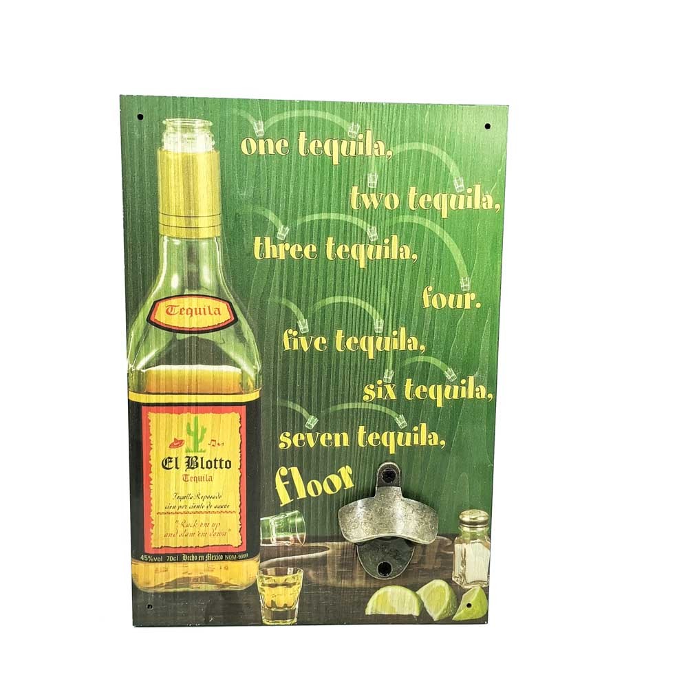 Retro wooden wall bottle opener