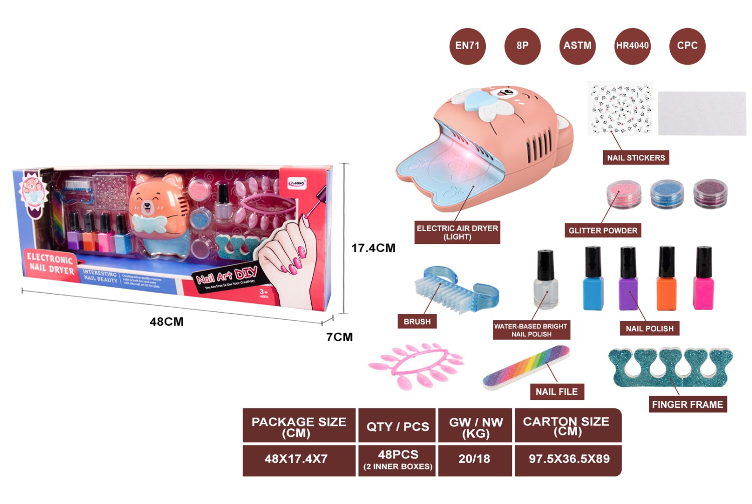 Nail art play set with dryer