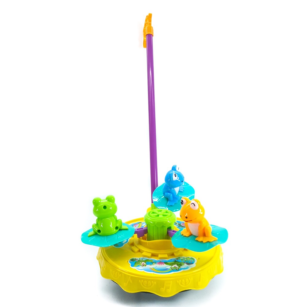 BABY PUSH TOY WITH FROGS  YELLOW