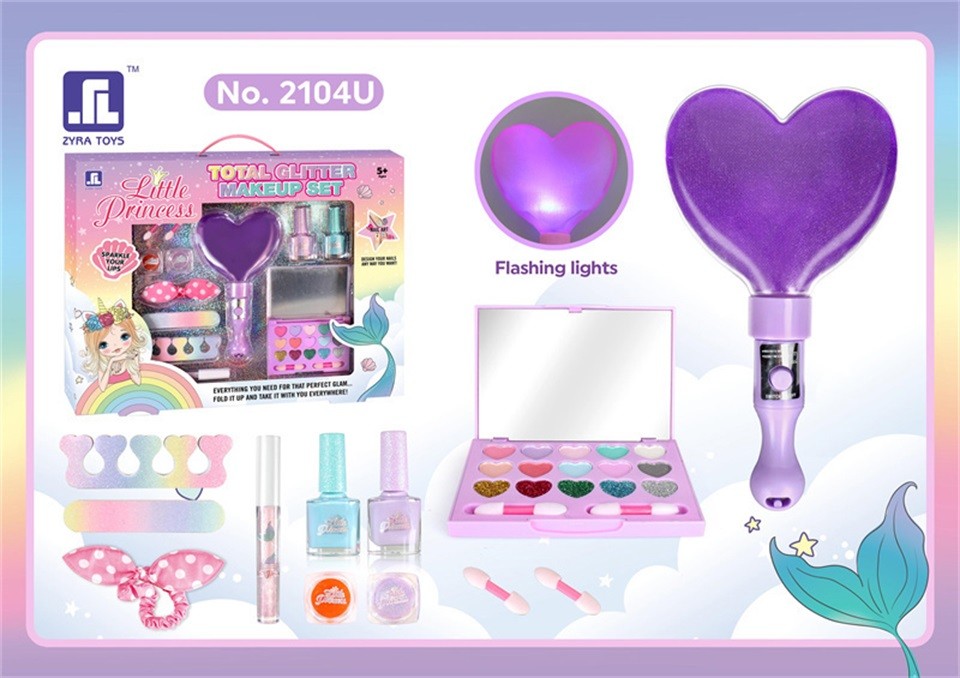 Girl's glitter  makeup pallet with nail polish