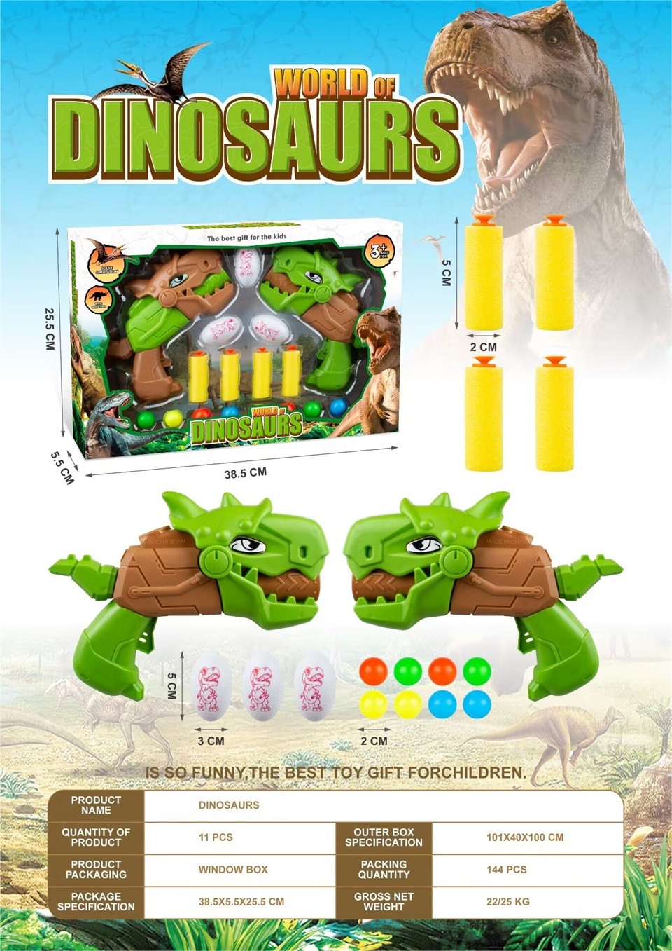 Dinosaurs toy gun play set with bullets