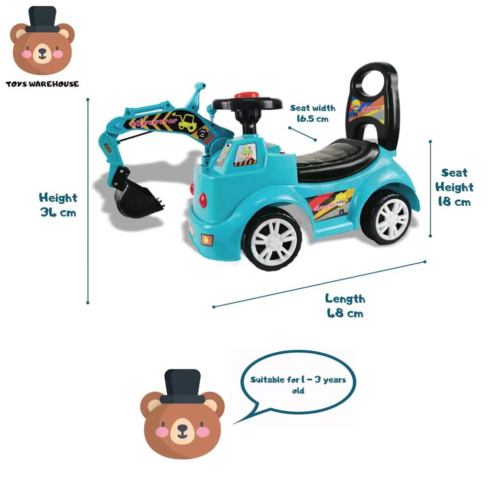 Kids Ride On Bulldozer Car Excavator blue