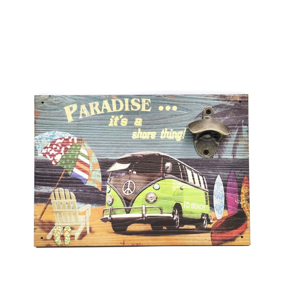 Retro wooden wall bottle opener