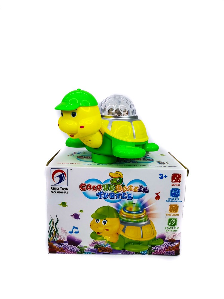 Battery operated turtle toy with light and music