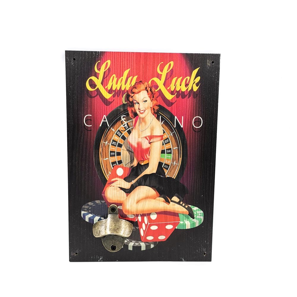 Retro wooden wall bottle opener