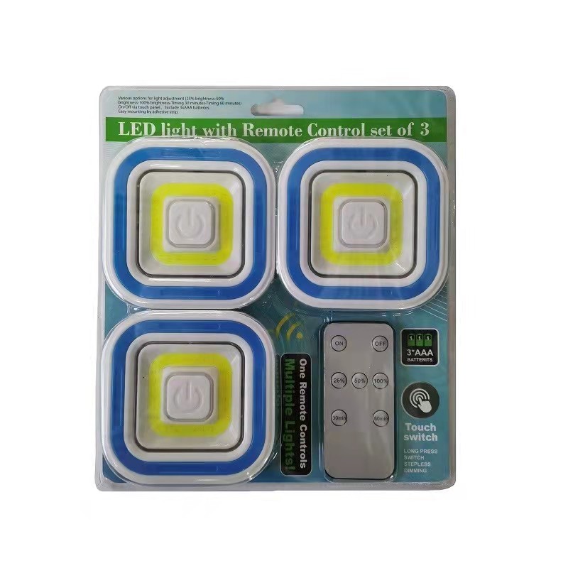 Led light with remote control 3 pcs set