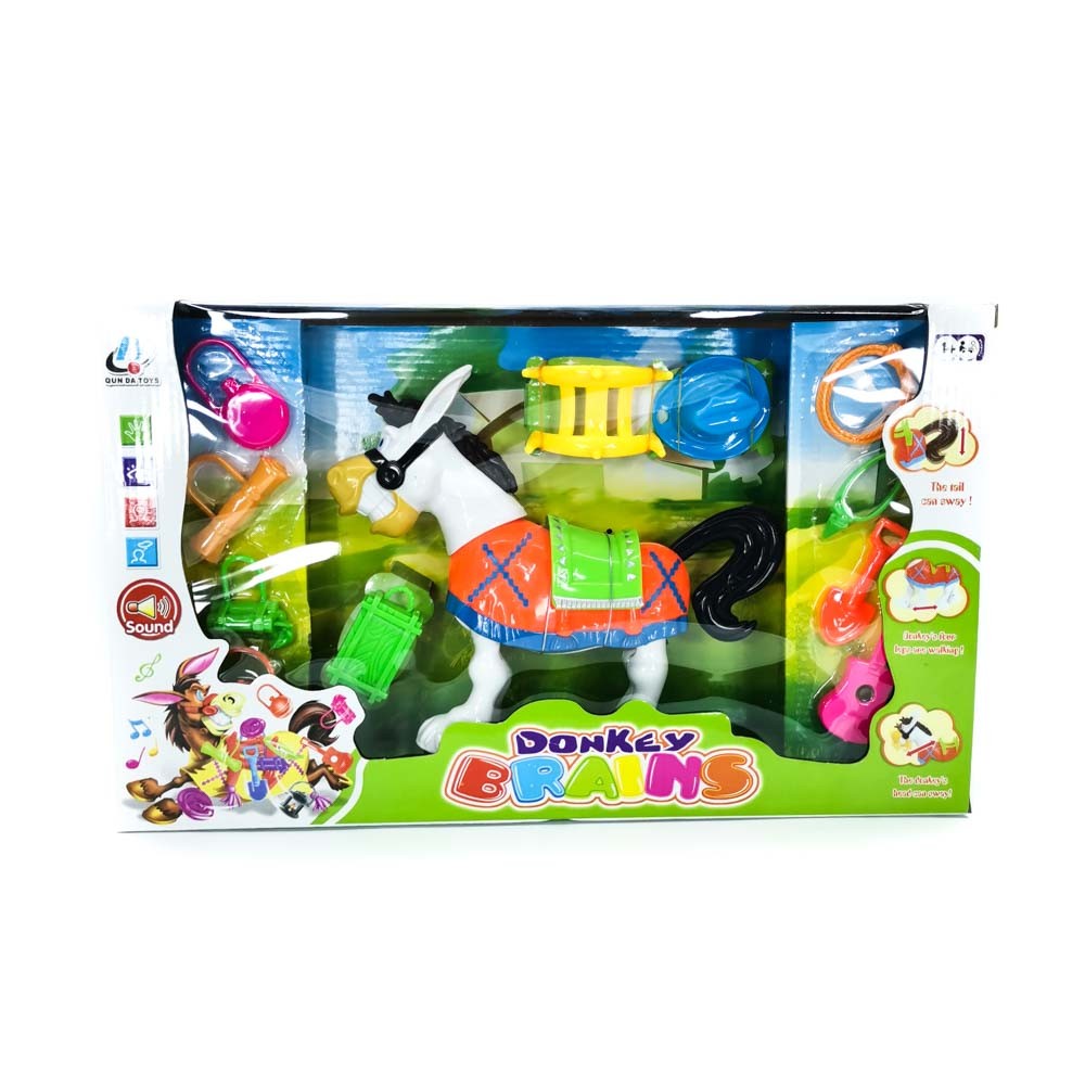 WALKING DONKEY TOY  WITH ACCESSOREIS(white/orange/green)